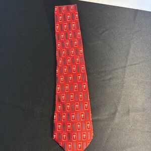 Red Men's Tie with Cross Motif